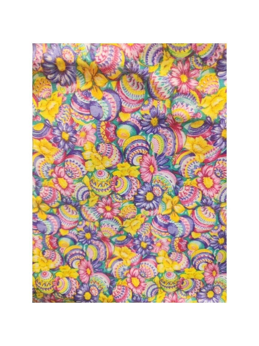 Easter Quilting Fabric Bright Pastel Egg Floral Cotton 3 Yards 45 Inch Wide Spri